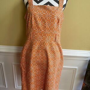 Raffaella petite fully lined orange and beige mini dress with side zipper SZ 14P
